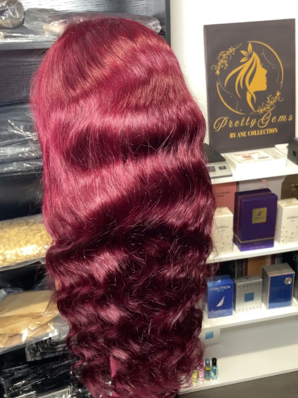 Burgundy Lace Front Wig with Loose Waves - Women Hair